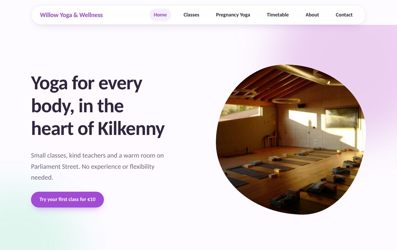A sample home page in the Bloom design (soft, rounded, pastel)
