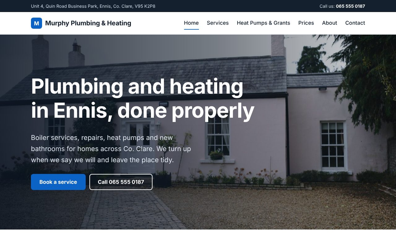 A sample home page in the Harbour design (light, classic business)