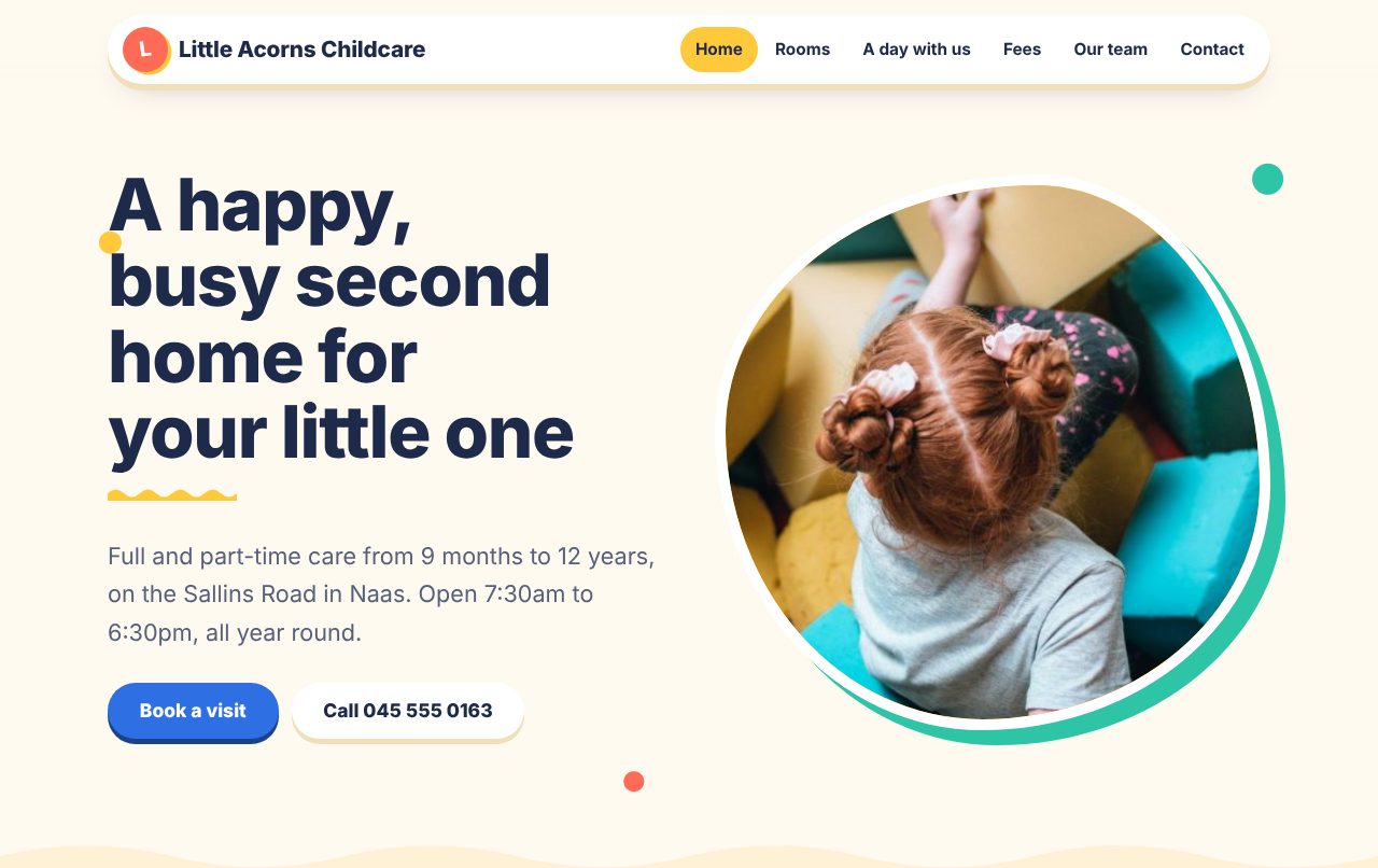 A sample home page in the Playground design (playful, chunky, bright)
